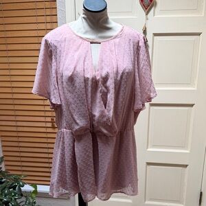 Lane Bryant Soft Pink Peplum Top